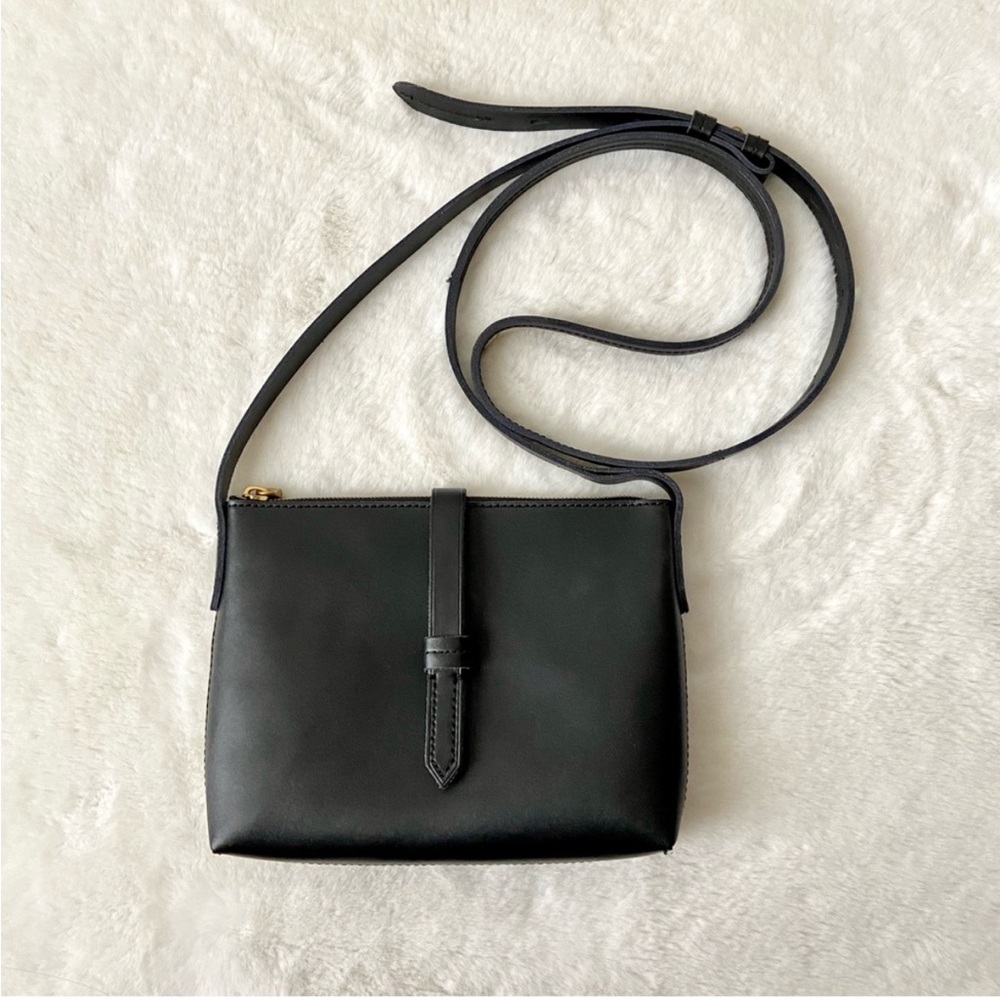 J. Crew Black Leather Crossbody Purse